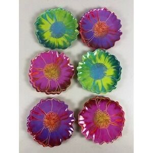 Andy Warhol Tacoma Flowers Melamine Dessert Plates Set of 6 Retro Vintage Art